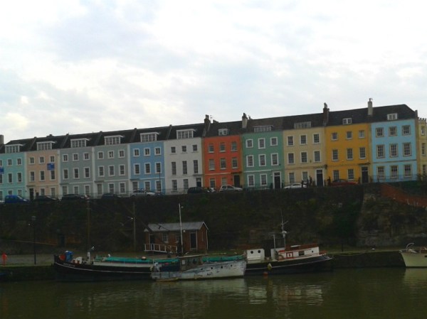 A view of those pretty houses, you know, painted all different colours like they do in Bristol, across the water